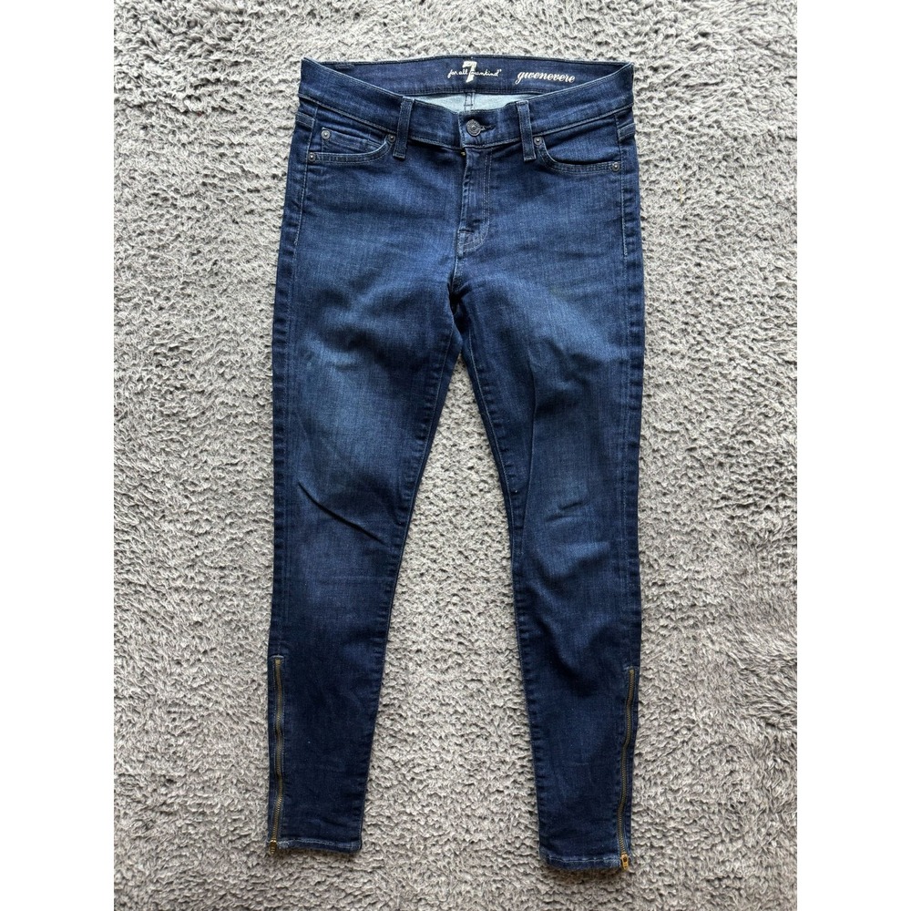 7 For All Mankind Gwenevere Skinny Low Rise Denim Jean Blue Womens‎ Size 27